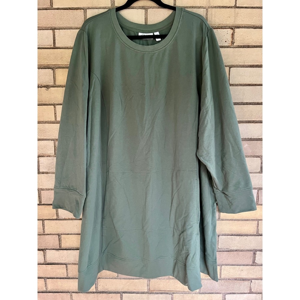 D&Co. Active Green Crew Neck Tunic Sweatshirt Kangaroo Pocket Plus Size 5XP